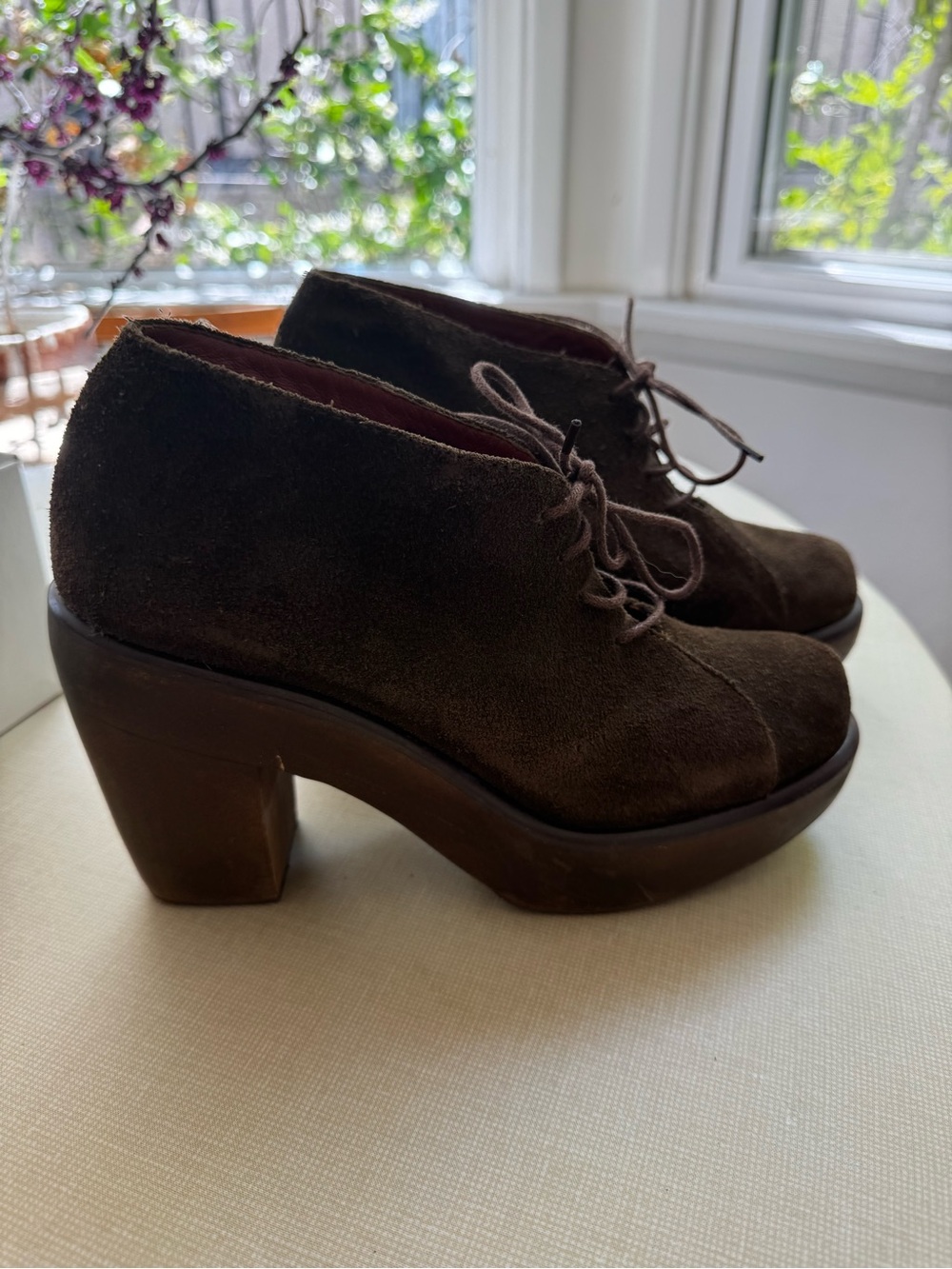 Rachel Comey Women’s Brown Suede Lace-Up Platform Heels